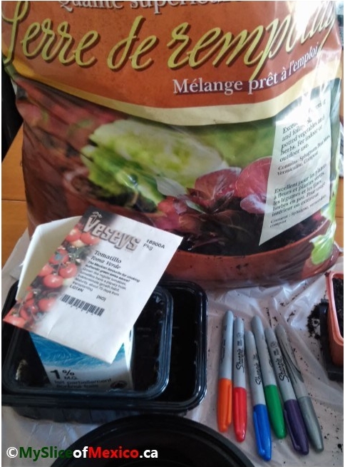 01 potting soil, containers, markers for colour coding