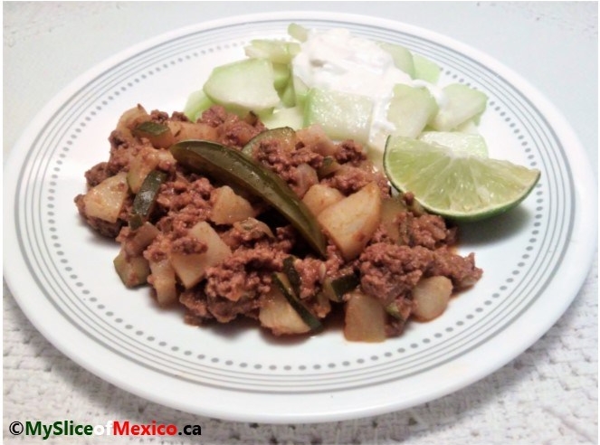 13 picadillo and chayotes plated close up