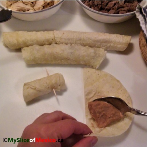 assembling taquitos My Slice of Mexico