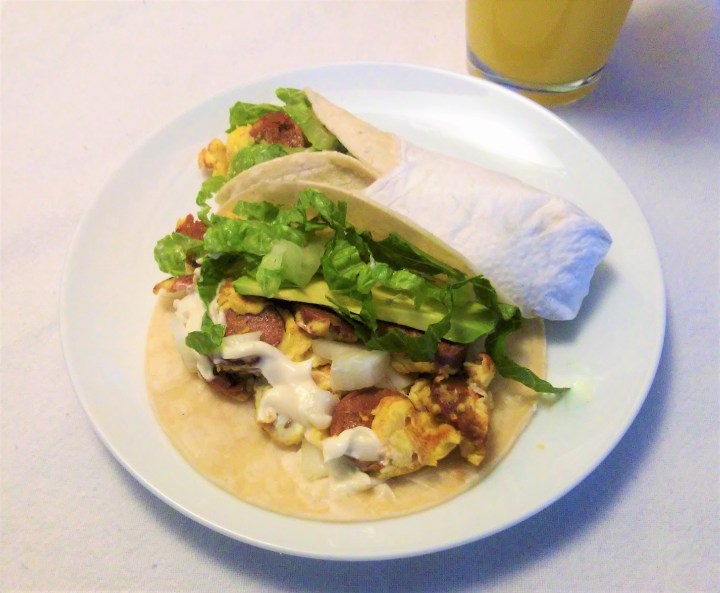 chorizo and egg breakfast tacos