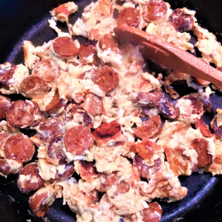 scrambled eggs with chorizo