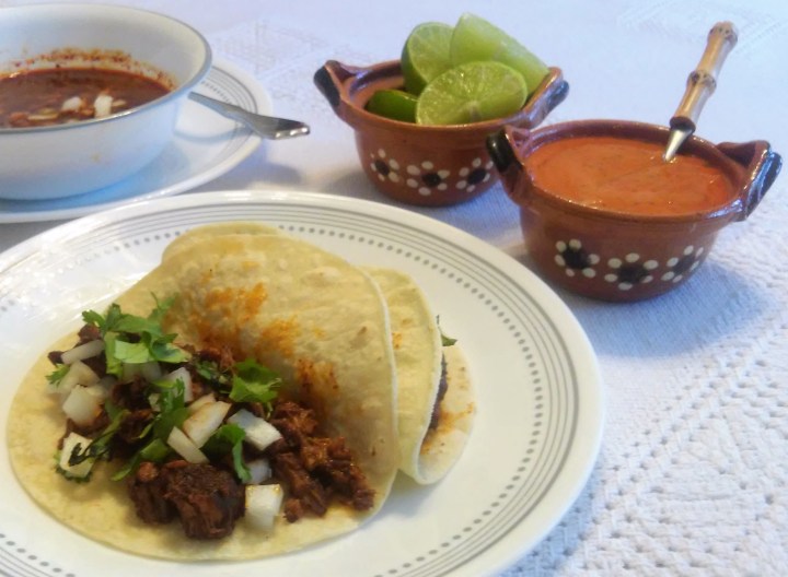 017 Tacos de birria and spicy sauce