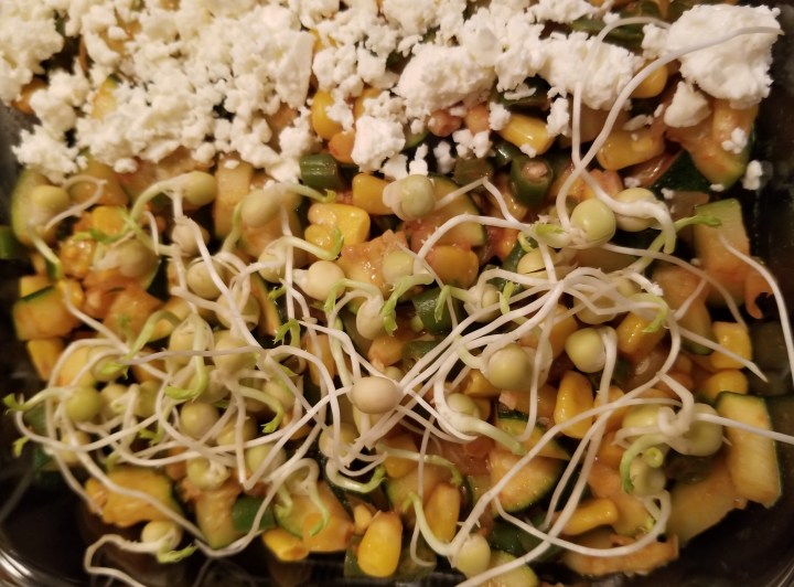 018 Three sisters stew with pea sprouts instead of cheese