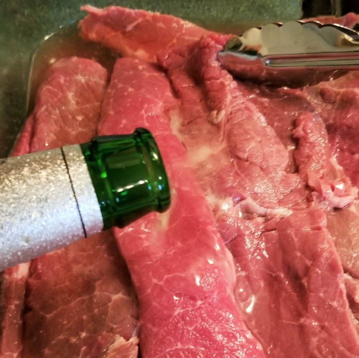 008 tenderizing Tampiquena steaks with beer