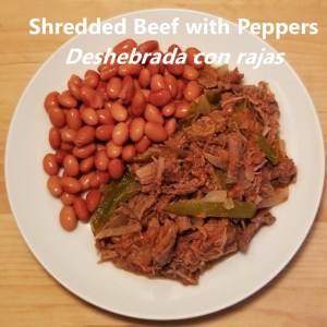 Deshebrada with peppers