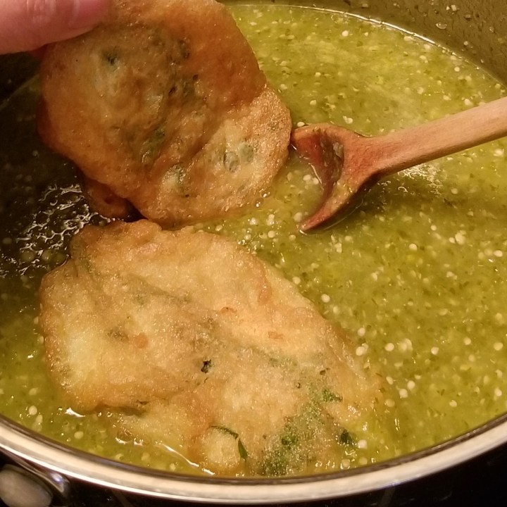 010 huauzontle patties in green sauce