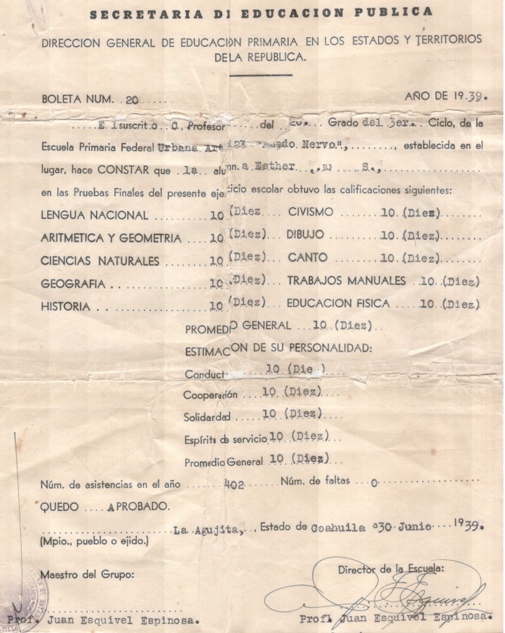 Esthercita report card